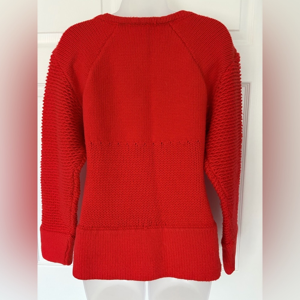 Helmut Lang Sweater Red Chunky Wool Opacity Intarsia Sweater size Small - Picture 5 of 13